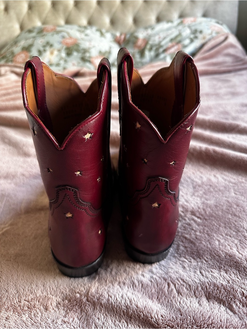 Presidio Short Ranch Road star women's cowboy boots size 9.5 burgundy wine color - Picture 5 of 14